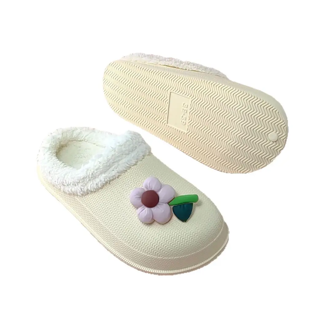 2026 Winter Cotton Slippers for Women Cute and Fun Flower Cartoon Warm Plush Thick-Soled Home Indoor Warm Slippers