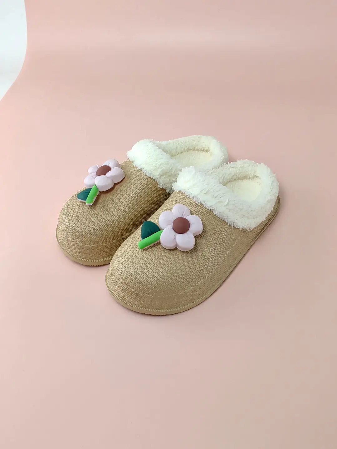 2026 Winter Cotton Slippers for Women Cute and Fun Flower Cartoon Warm Plush Thick-Soled Home Indoor Warm Slippers