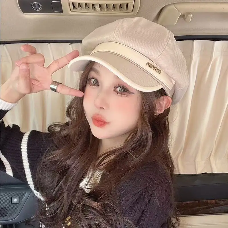 Vintage British Artist Beret for Women Pu Leather Bristle - Image 6