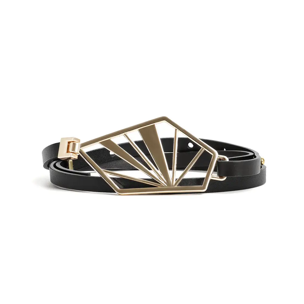 Women's Genuine Leather Slimming Belt with Gold Buckle - Image 6
