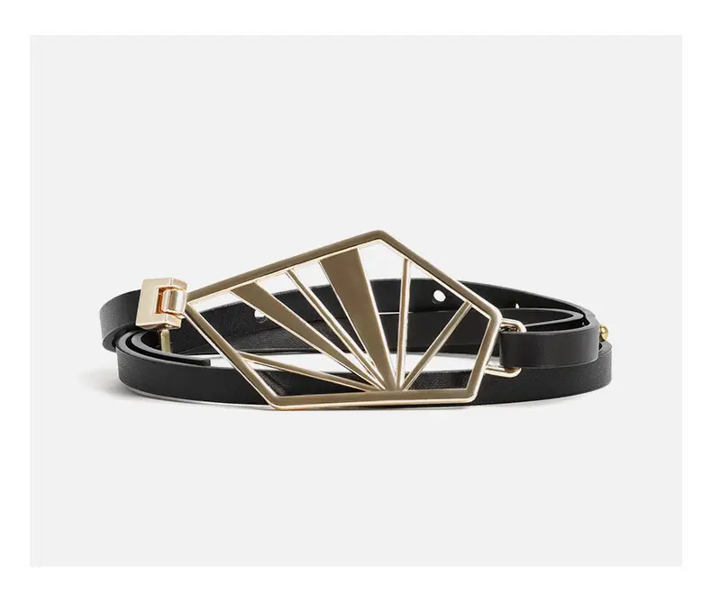 Women's Genuine Leather Slimming Belt with Gold Buckle — feature 10