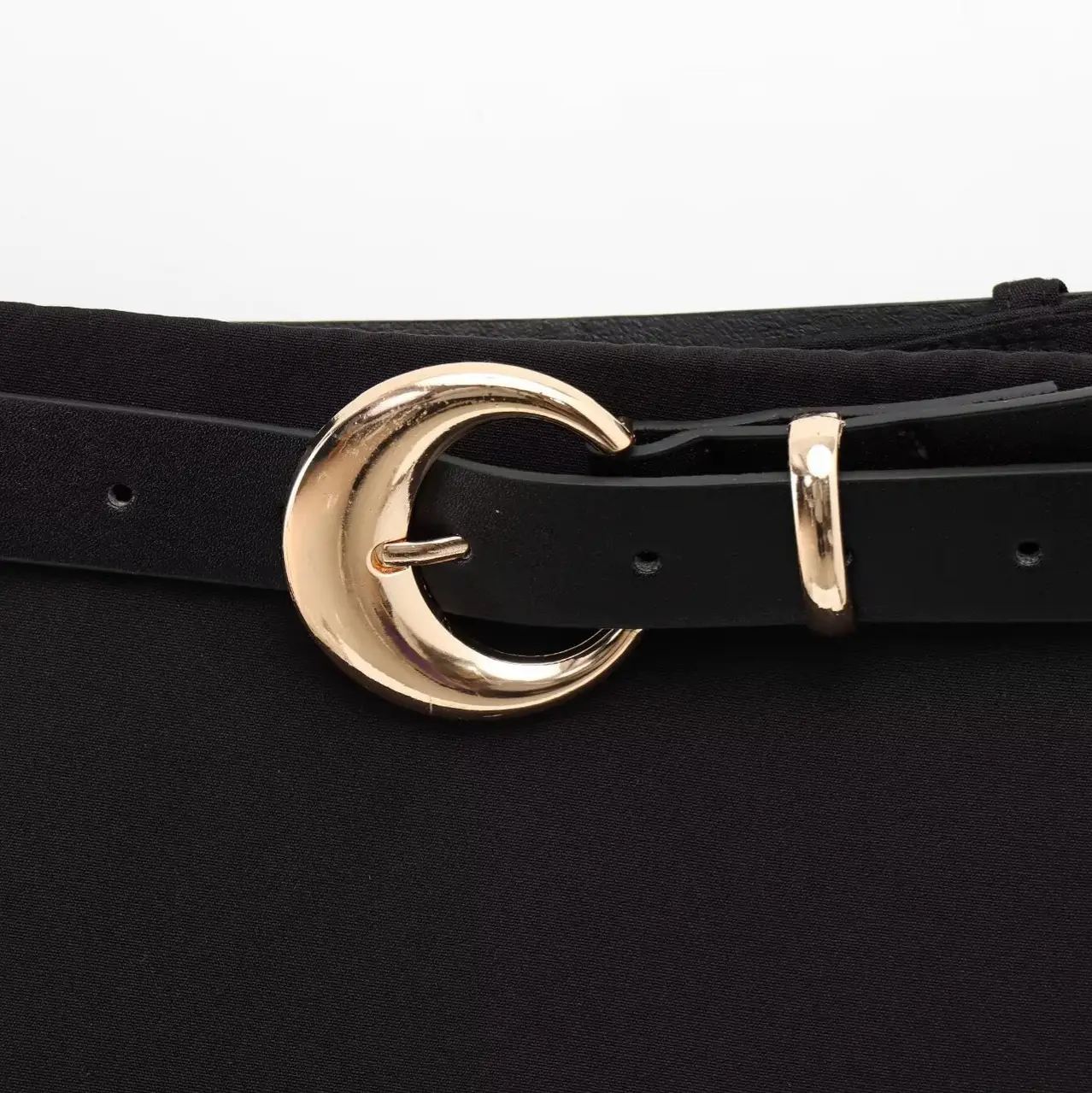 Black Belt with Gold Double Buckle for Women - Image 2
