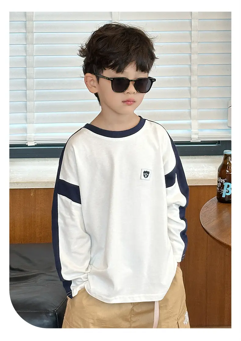 Boys Long Sleeve T-Shirt White Blue Bag Pants Set — feature 12