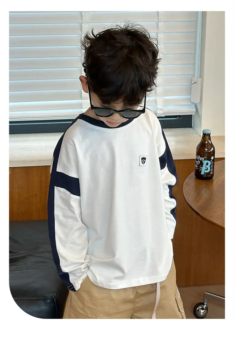 Boys Long Sleeve T-Shirt White Blue Bag Pants Set — feature 17