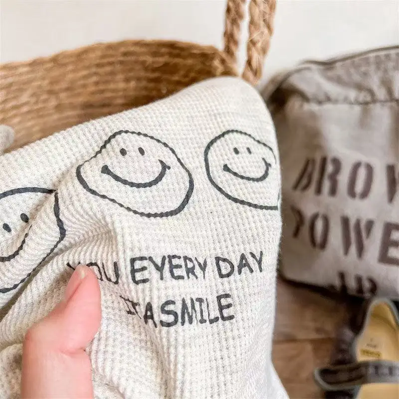 Kids Waffle Sweatshirt with Smile Print — feature 6
