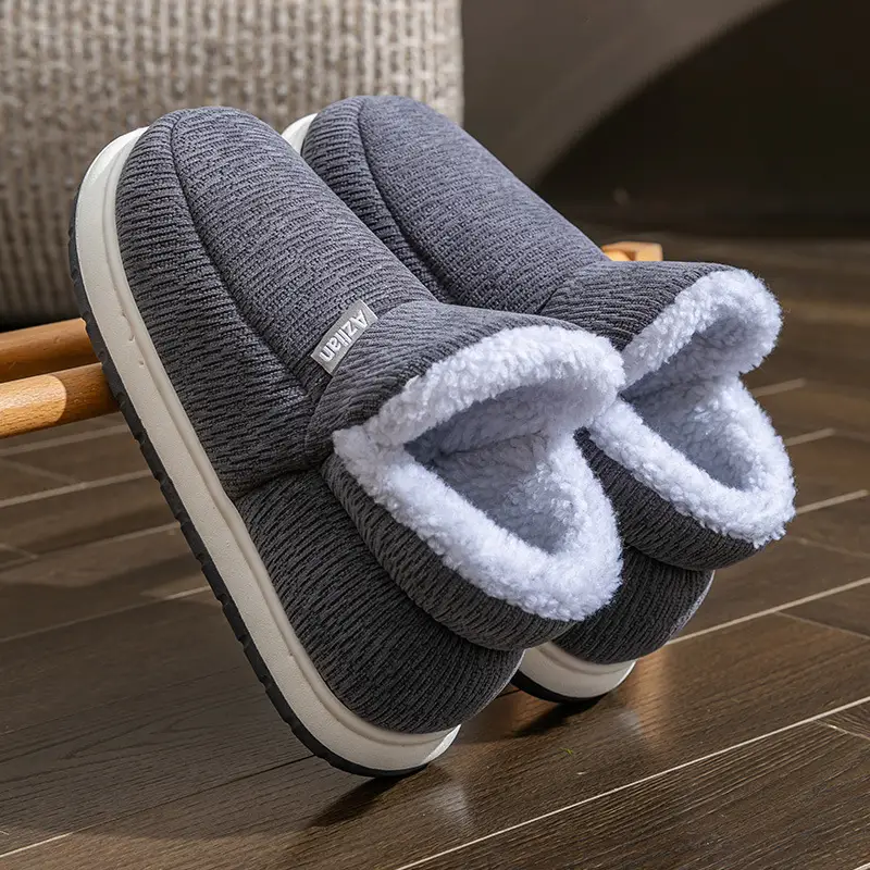 Middle-Aged and Elderly High-Top Cotton Shoes, Winter Thick-Soled Fleece-Lined and Thickeneded All-Inclusive Cotton Shoes, Pure Color and Stain-Resistant Old Cotton Shoes for the Elderly - Image 4