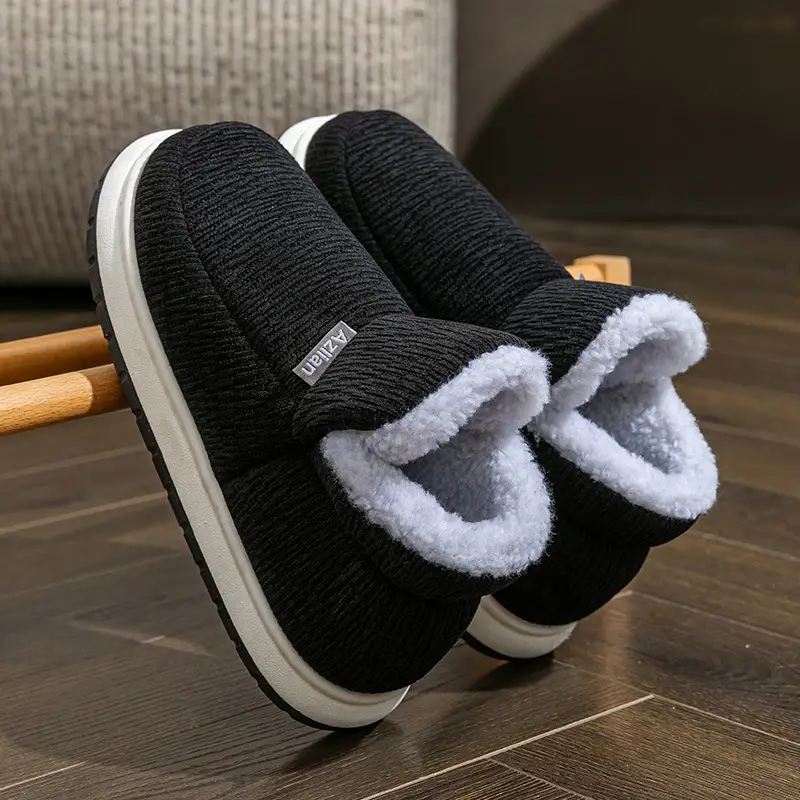 Middle-Aged and Elderly High-Top Cotton Shoes, Winter Thick-Soled Fleece-Lined and Thickeneded All-Inclusive Cotton Shoes, Pure Color and Stain-Resistant Old Cotton Shoes for the Elderly - Image 5