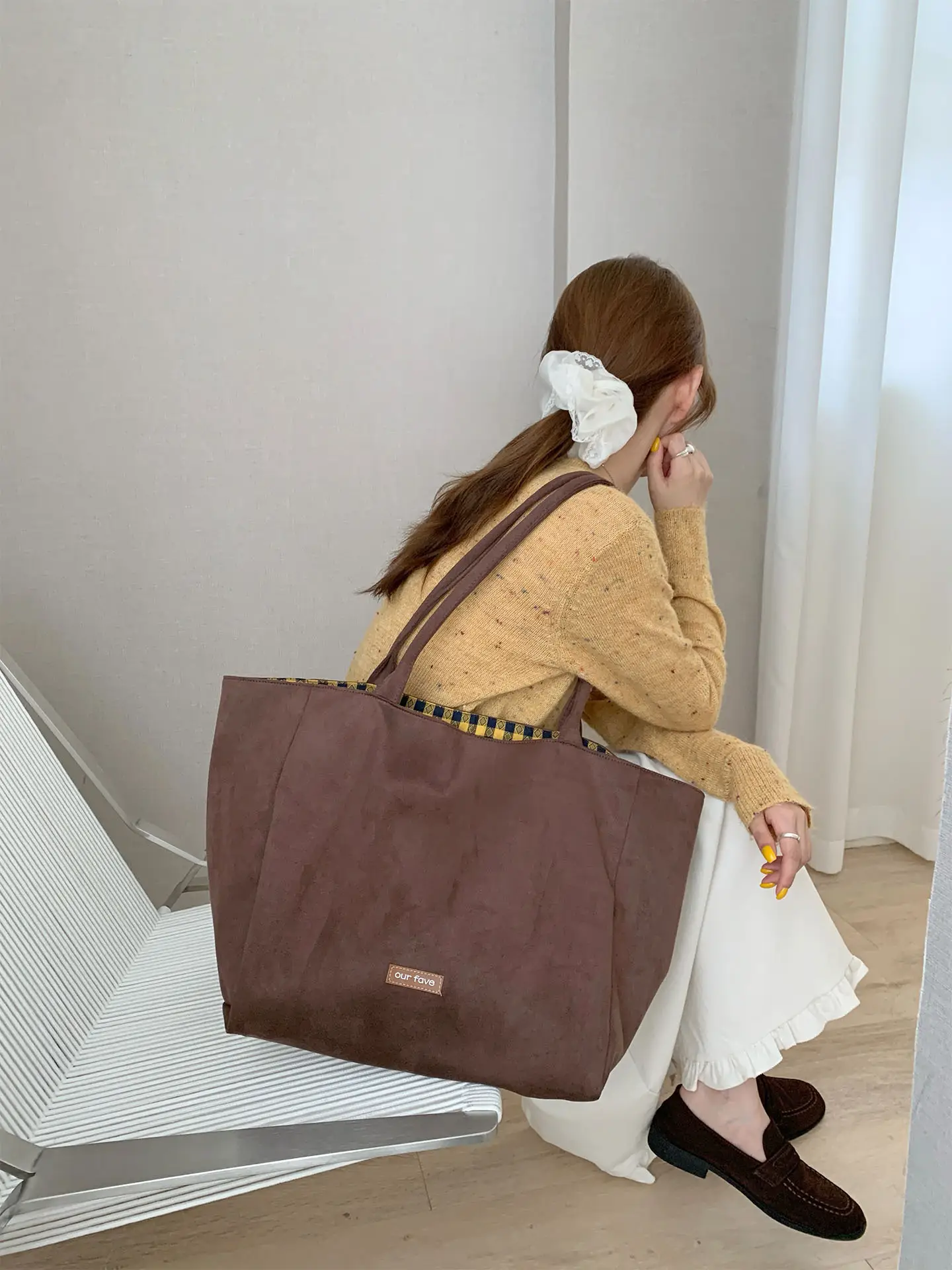 Autumn Winter Suede Double Sided Retro Plaid Bag — feature 17