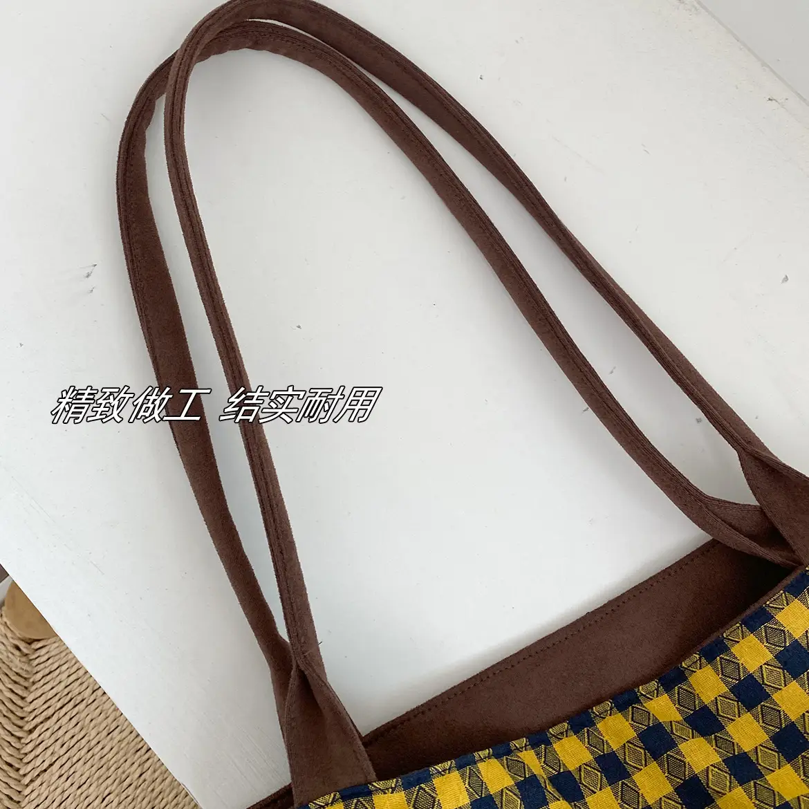 Autumn Winter Suede Double Sided Retro Plaid Bag — feature 19