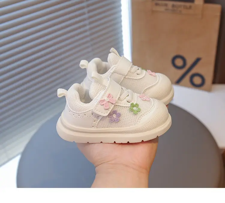 Spring and Autumn New Casual Baby Girls Flower Toddler Shoes Non-Slip Breathable Soft Sole Lightweight Baby Functional Mesh Shoes — feature 11