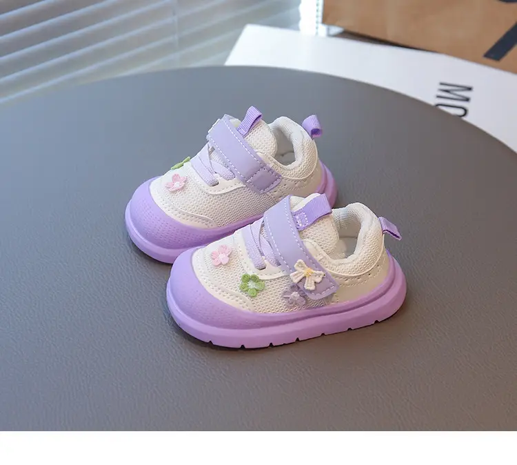 Spring and Autumn New Casual Baby Girls Flower Toddler Shoes Non-Slip Breathable Soft Sole Lightweight Baby Functional Mesh Shoes — feature 13