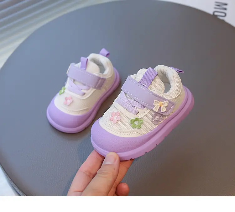 Spring and Autumn New Casual Baby Girls Flower Toddler Shoes Non-Slip Breathable Soft Sole Lightweight Baby Functional Mesh Shoes — feature 16