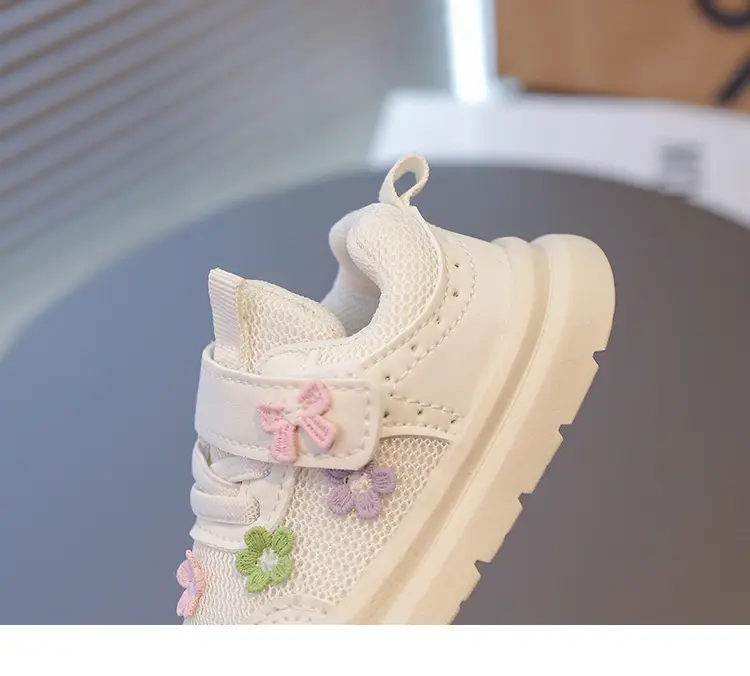 Spring and Autumn New Casual Baby Girls Flower Toddler Shoes Non-Slip Breathable Soft Sole Lightweight Baby Functional Mesh Shoes — feature 18