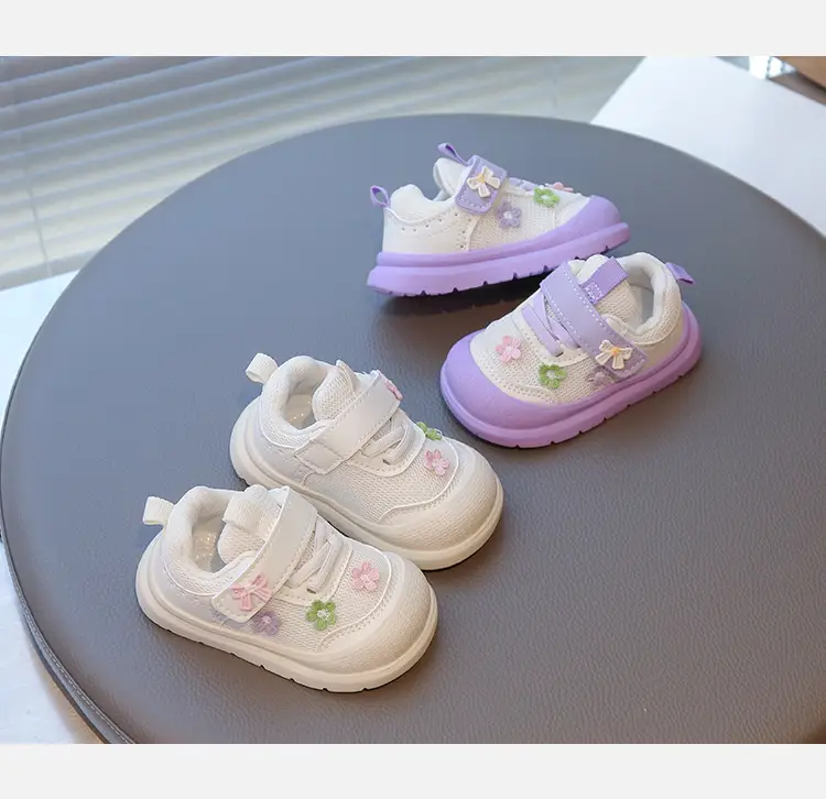 Spring and Autumn New Casual Baby Girls Flower Toddler Shoes Non-Slip Breathable Soft Sole Lightweight Baby Functional Mesh Shoes — feature 7