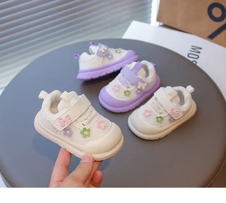 Spring and Autumn New Casual Baby Girls Flower Toddler Shoes Non-Slip Breathable Soft Sole Lightweight Baby Functional Mesh Shoes — feature 8