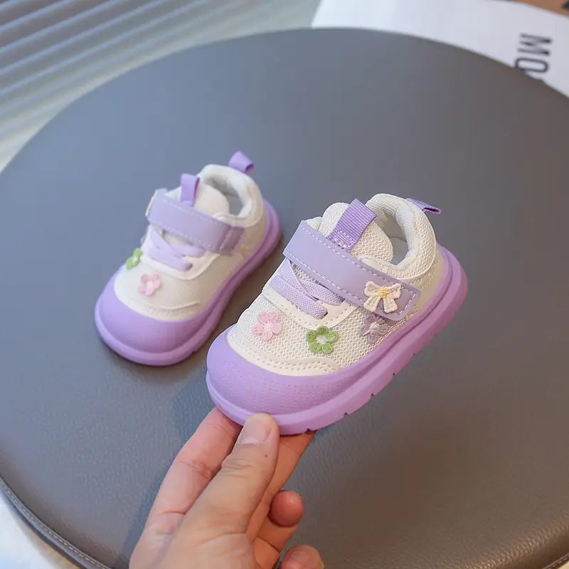 Spring and Autumn New Casual Baby Girls Flower Toddler Shoes Non-Slip Breathable Soft Sole Lightweight Baby Functional Mesh Shoes - Image 2