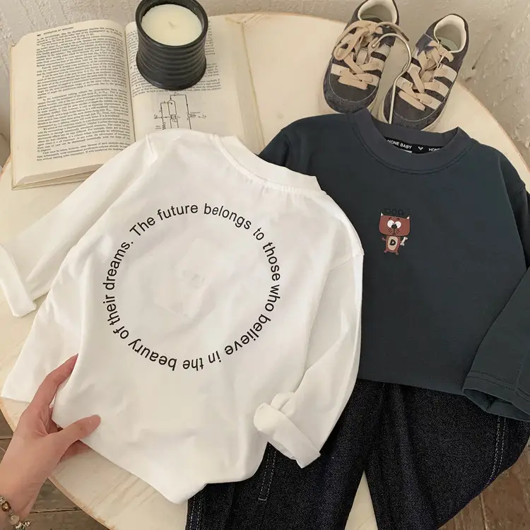 Boys Cotton Long Sleeve T-Shirt White Cartoon Print - Image 5