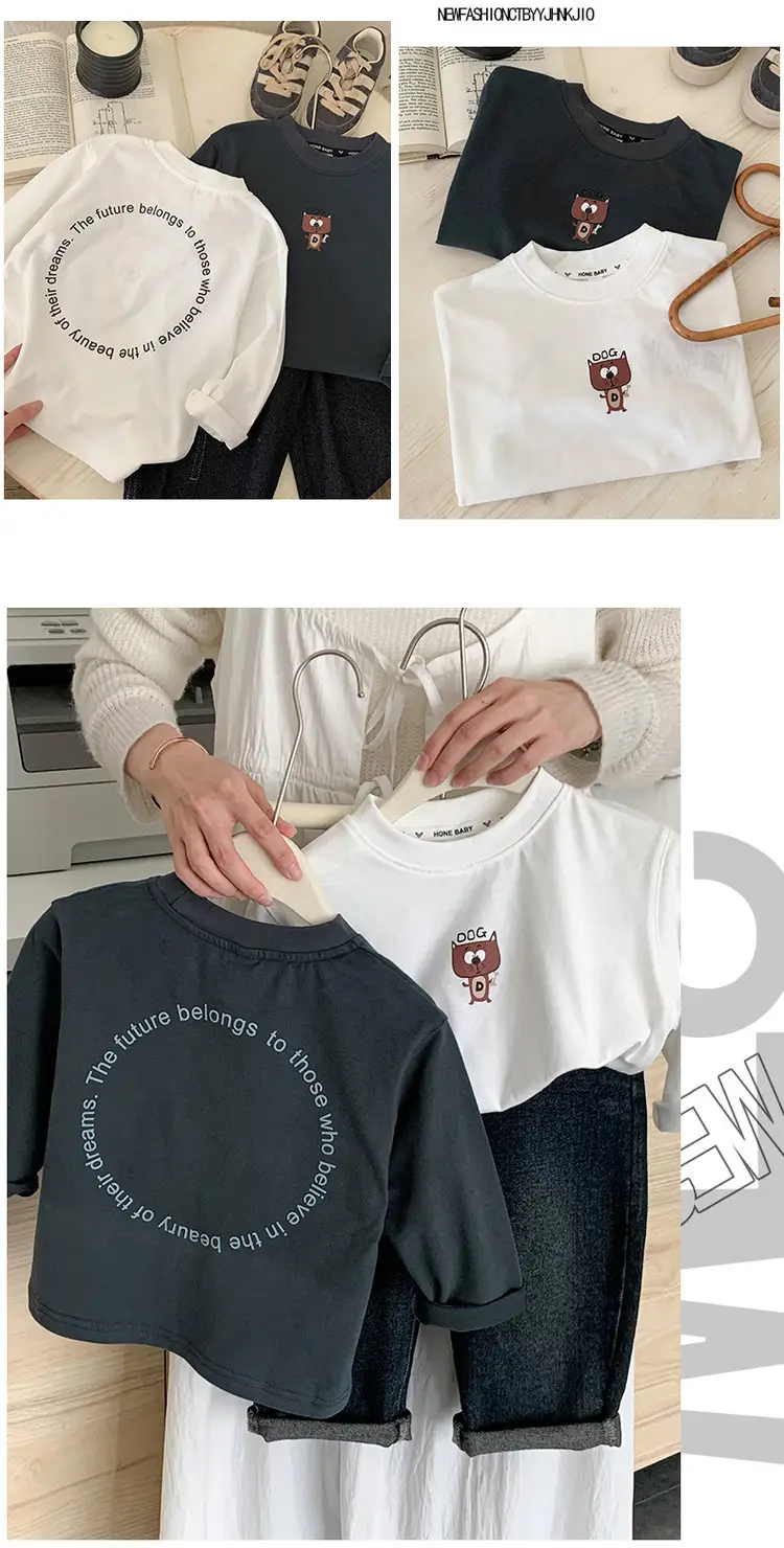 Boys Cotton Long Sleeve T-Shirt White Cartoon Print — feature 10