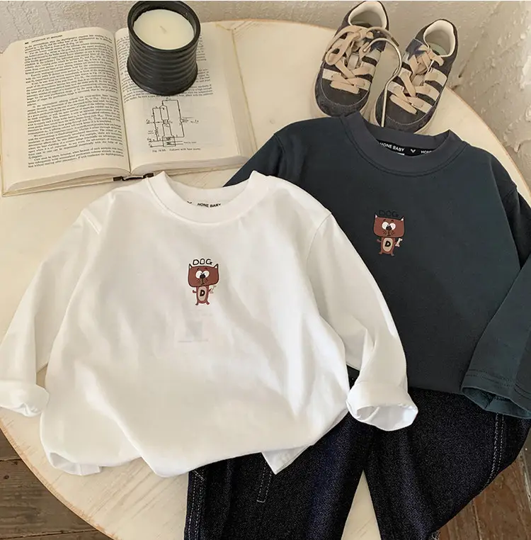 Boys Cotton Long Sleeve T-Shirt White Cartoon Print — feature 12
