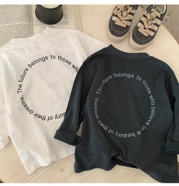 Boys Cotton Long Sleeve T-Shirt White Cartoon Print — feature 23