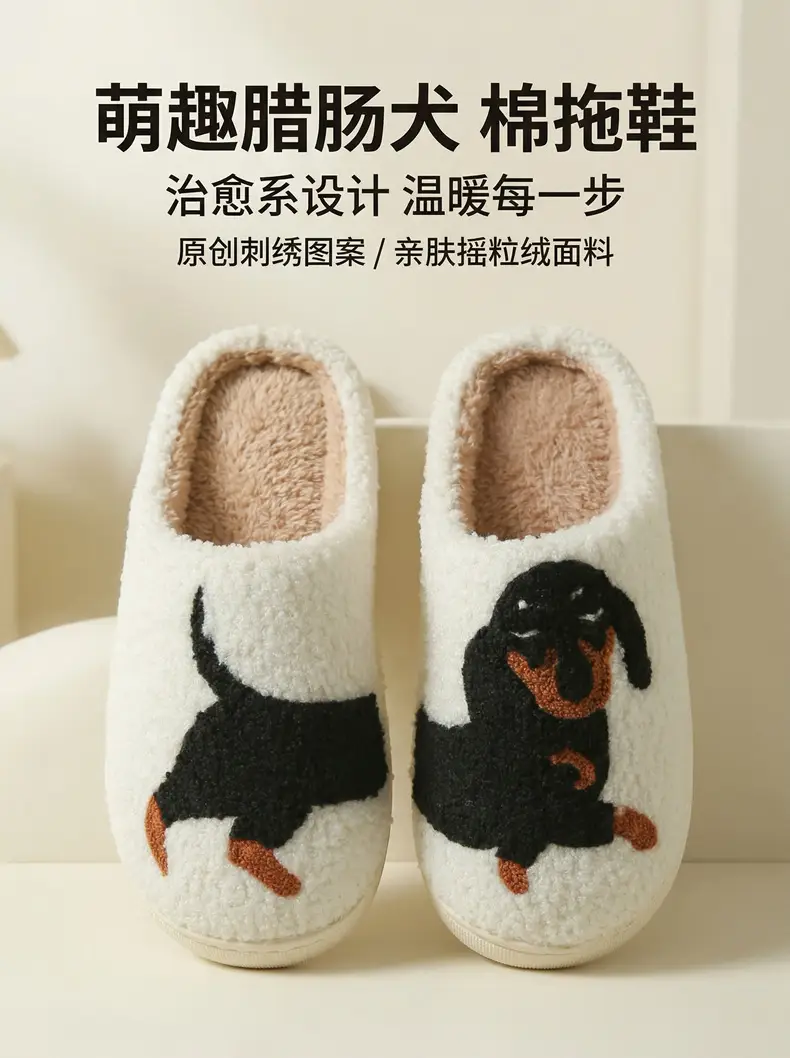 Factory Direct Supply Cross-Border Dachshund Cotton Slippers Home Cartoon Cotton Slippers Home Slippers Room Home Slippers — feature 3