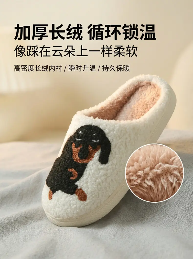 Factory Direct Supply Cross-Border Dachshund Cotton Slippers Home Cartoon Cotton Slippers Home Slippers Room Home Slippers — feature 5