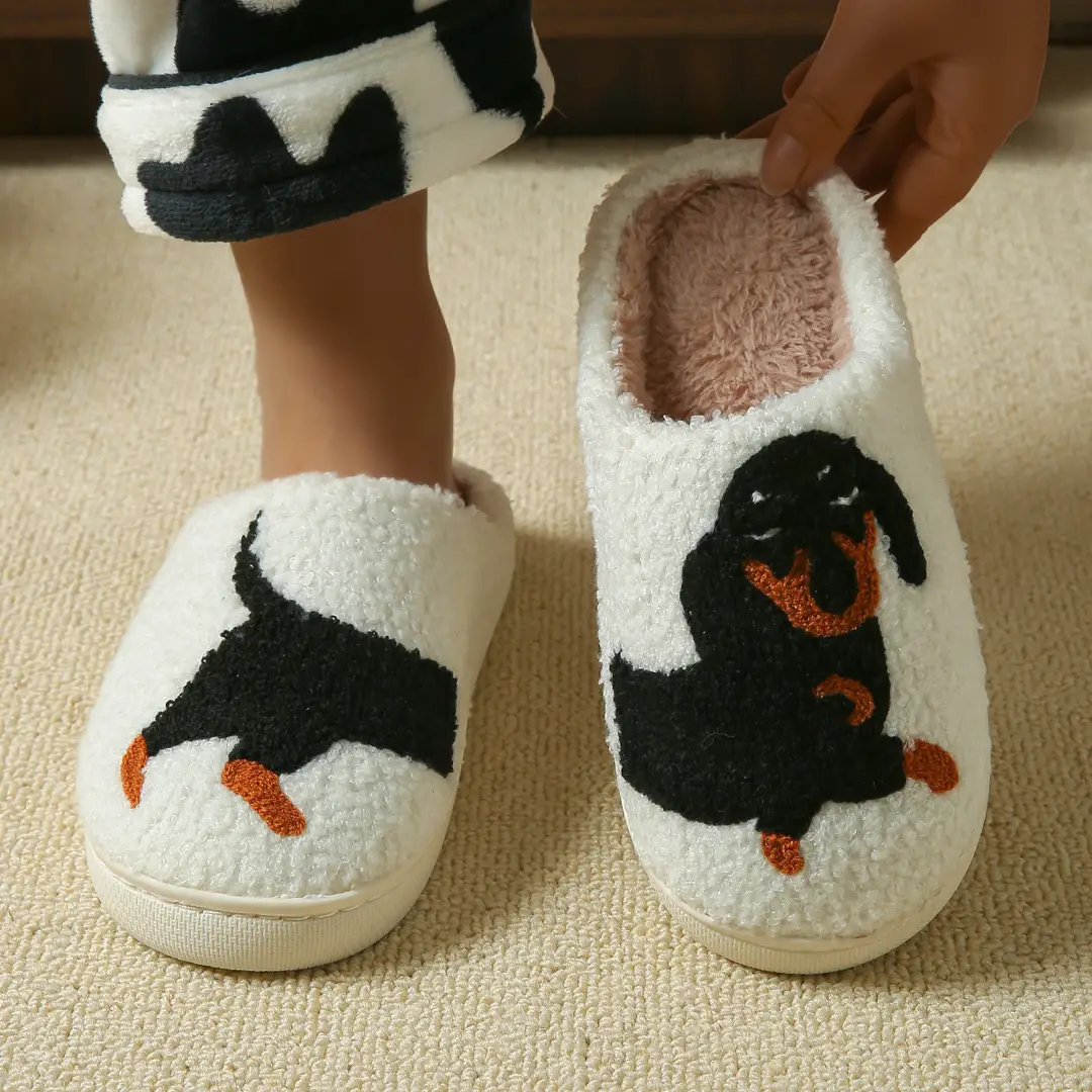 Factory Direct Supply Cross-Border Dachshund Cotton Slippers Home Cartoon Cotton Slippers Home Slippers Room Home Slippers