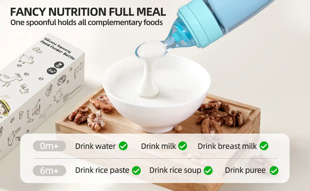 Baby Silicone Rice Cereal Bottle, Baby Food Bottle, Squeeze Spoon, Suction Cup Rice Cereal Feeder, Cross-Border Manufacturer Batch — feature 10