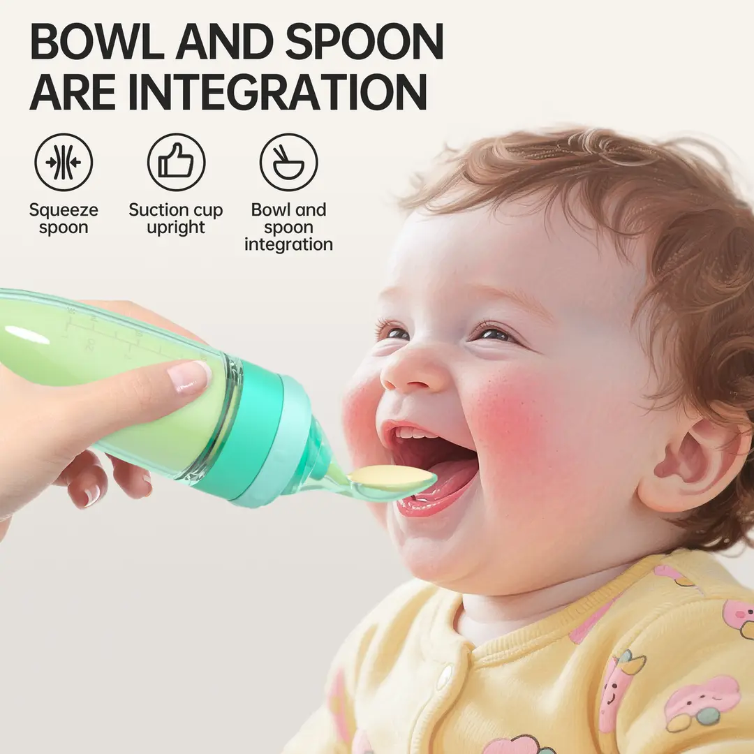 Baby Silicone Rice Cereal Bottle, Baby Food Bottle, Squeeze Spoon, Suction Cup Rice Cereal Feeder, Cross-Border Manufacturer Batch — feature 12