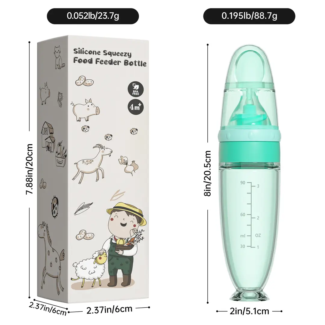 Baby Silicone Rice Cereal Bottle, Baby Food Bottle, Squeeze Spoon, Suction Cup Rice Cereal Feeder, Cross-Border Manufacturer Batch — feature 16