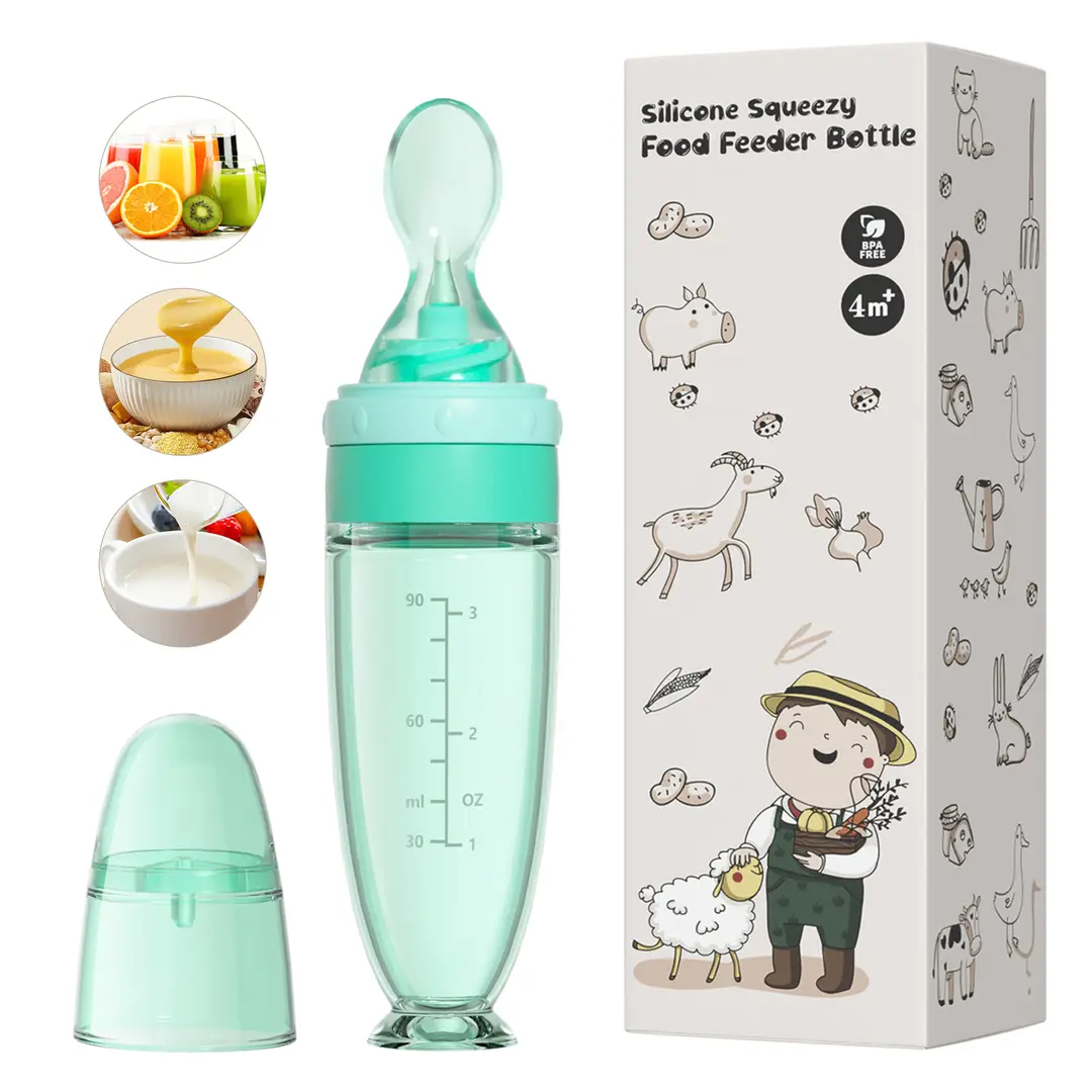 Baby Silicone Rice Cereal Bottle, Baby Food Bottle, Squeeze Spoon, Suction Cup Rice Cereal Feeder, Cross-Border Manufacturer Batch — feature 22
