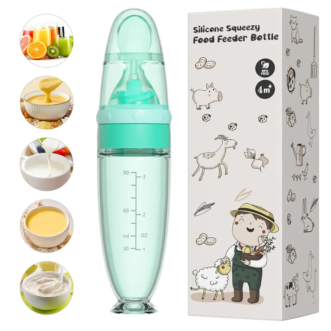 Baby Silicone Rice Cereal Bottle, Baby Food Bottle, Squeeze Spoon, Suction Cup Rice Cereal Feeder, Cross-Border Manufacturer Batch — feature 23