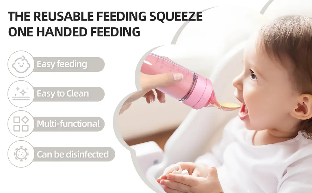 Baby Silicone Rice Cereal Bottle, Baby Food Bottle, Squeeze Spoon, Suction Cup Rice Cereal Feeder, Cross-Border Manufacturer Batch — feature 3