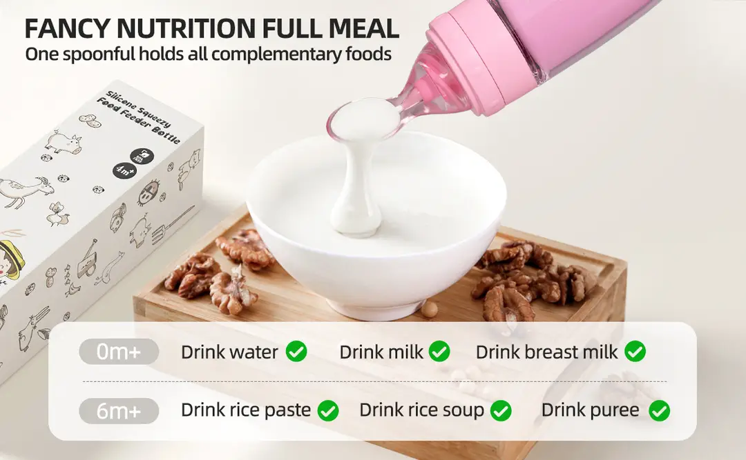 Baby Silicone Rice Cereal Bottle, Baby Food Bottle, Squeeze Spoon, Suction Cup Rice Cereal Feeder, Cross-Border Manufacturer Batch — feature 5