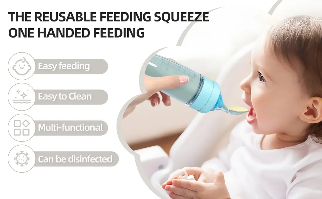 Baby Silicone Rice Cereal Bottle, Baby Food Bottle, Squeeze Spoon, Suction Cup Rice Cereal Feeder, Cross-Border Manufacturer Batch — feature 8