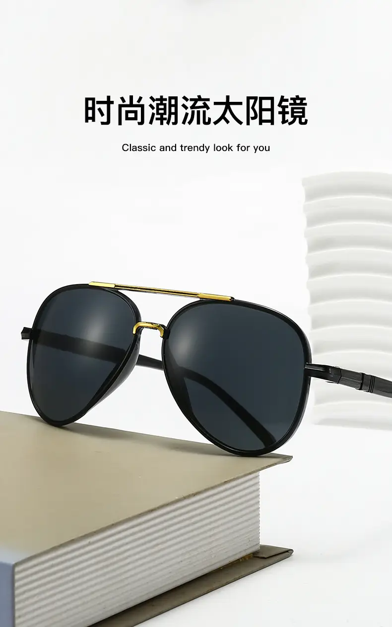 New Pilot Double-Beam Sunglasses European and American Cross-Border Women's High-End Men's Toad Sunglasses Anti-Uv Glasses — feature 2