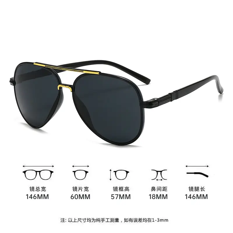 New Pilot Double-Beam Sunglasses European and American Cross-Border Women's High-End Men's Toad Sunglasses Anti-Uv Glasses - Image 2