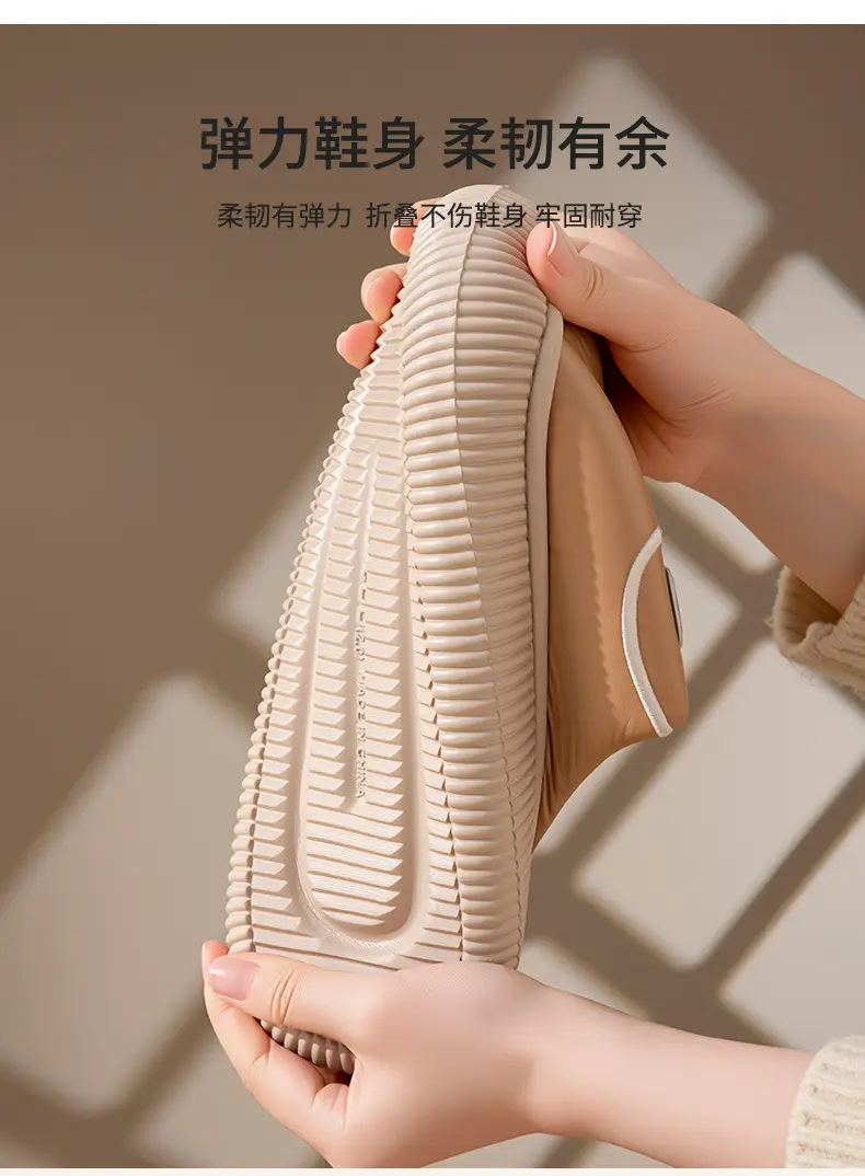 Winter Cotton Slippers Low Heel Leather Warm Couple Home — feature 11