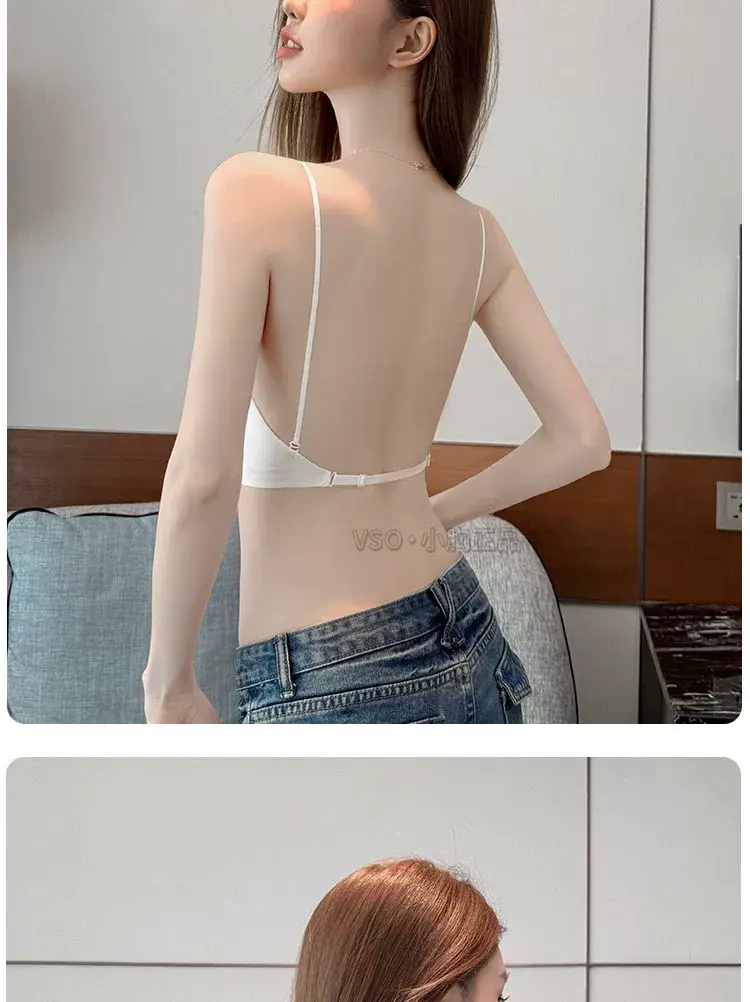 Large U-Shaped Exposed Back Invisible Intimates, Traceless Liquid Foundation, Small Breast Push-Up, Special Skin Tone, Spaghetti Straps, Summer Bra — feature 14