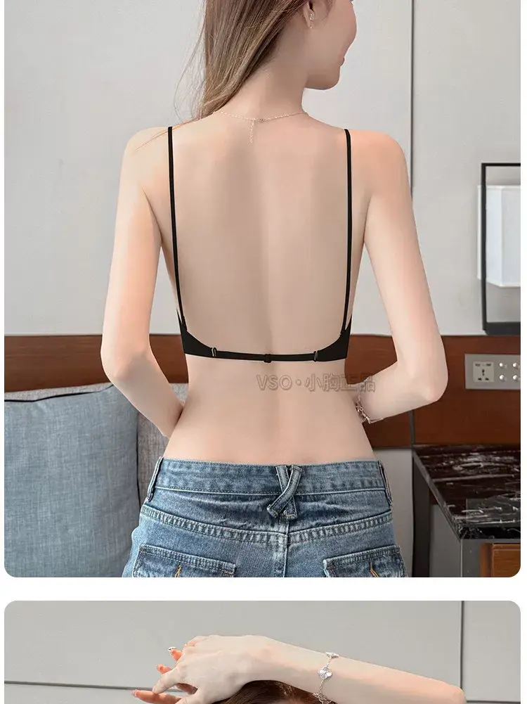 Large U-Shaped Exposed Back Invisible Intimates, Traceless Liquid Foundation, Small Breast Push-Up, Special Skin Tone, Spaghetti Straps, Summer Bra — feature 15