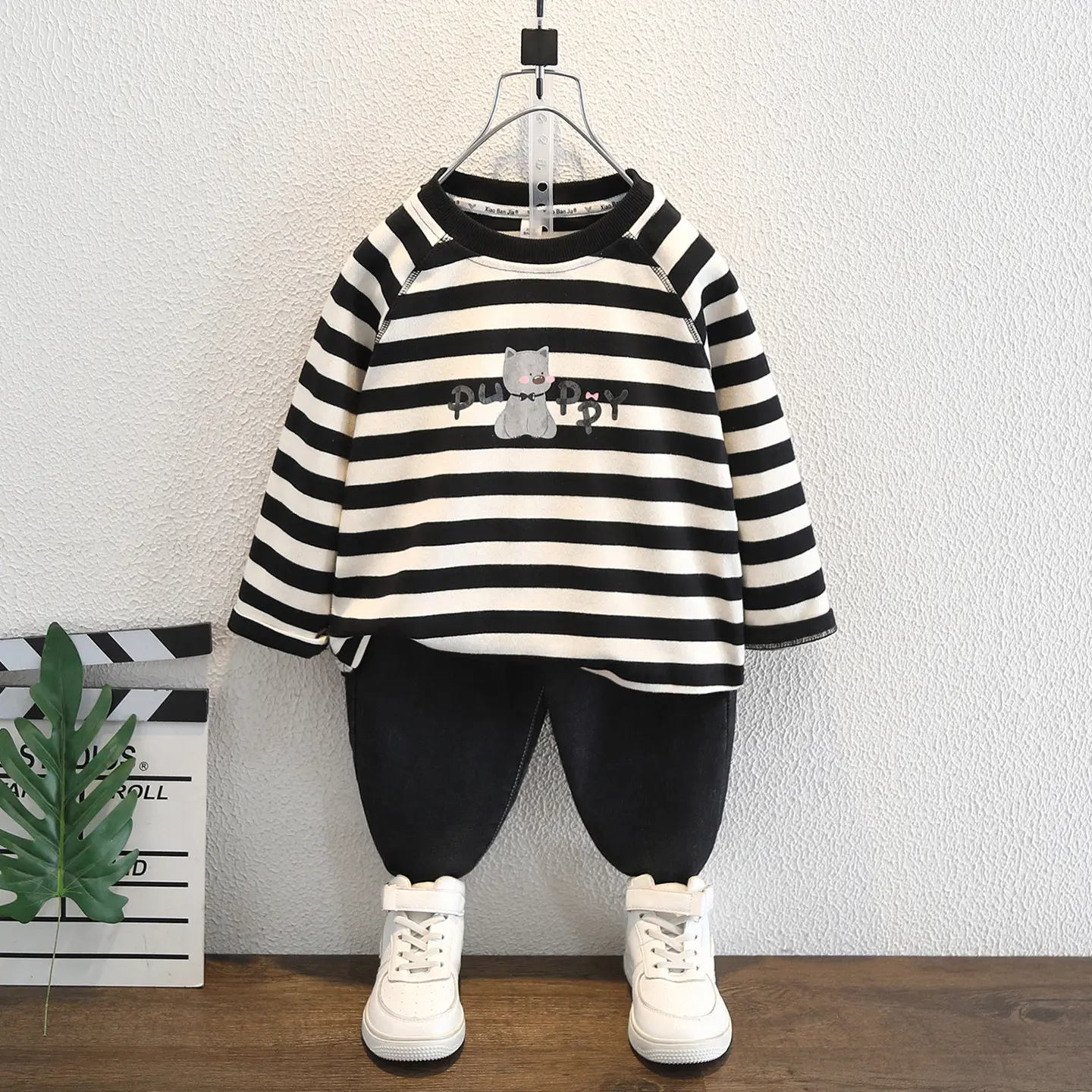Boys Striped Long Sleeve T-Shirt Black 2025 - Image 4