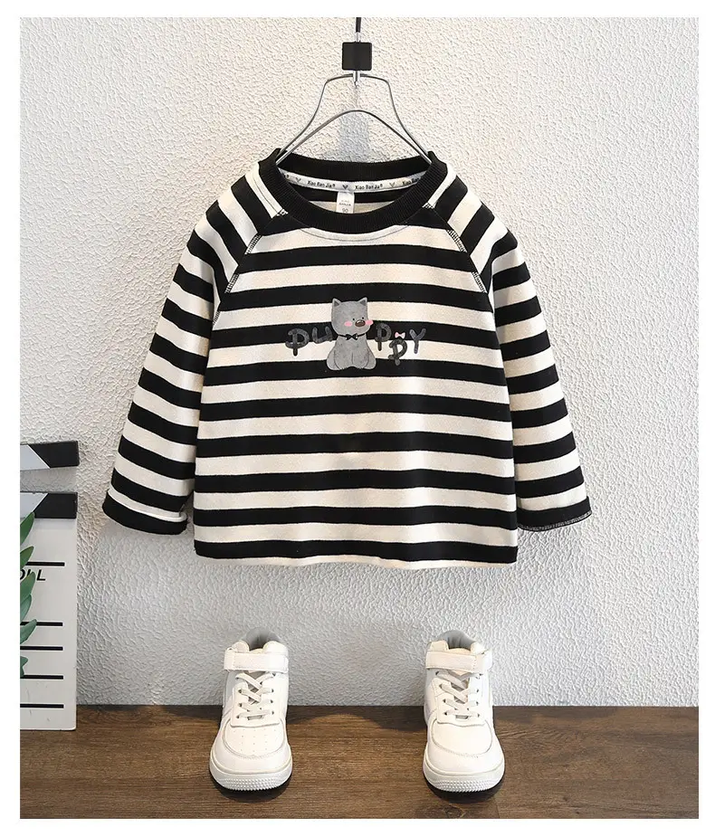 Boys Striped Long Sleeve T-Shirt Black 2025 — feature 7