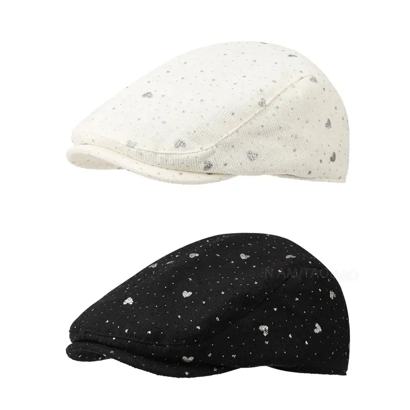 Women's Black Beaded Forward Cap Sunshade Duckbill Hat