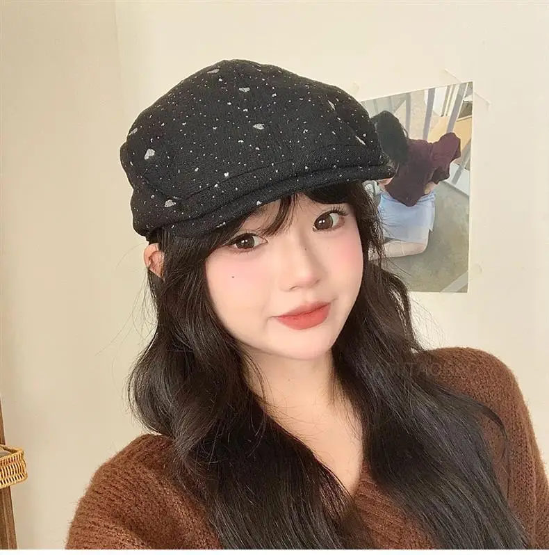 Women's Black Beaded Forward Cap Sunshade Duckbill Hat — feature 4