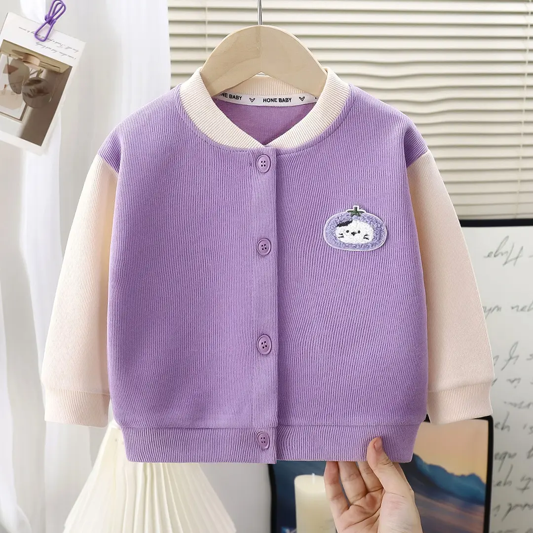 New Children's Jacket, Stylish Knitted Sweater for Girls, Spring and Autumn Baby Baseball Jacket, Versatile Sweater Cardigan for Boys