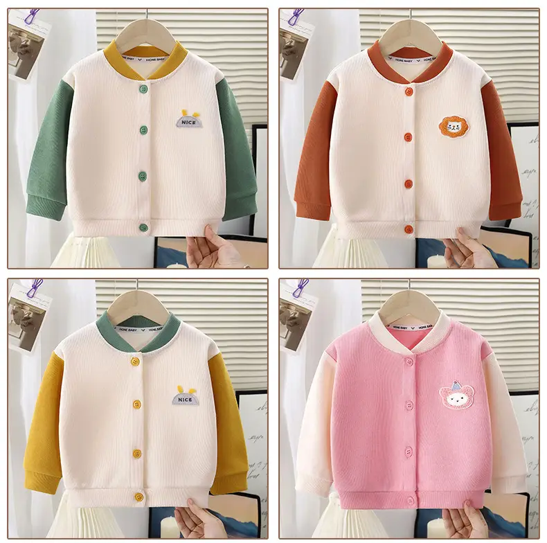 New Children's Jacket, Stylish Knitted Sweater for Girls, Spring and Autumn Baby Baseball Jacket, Versatile Sweater Cardigan for Boys — feature 1