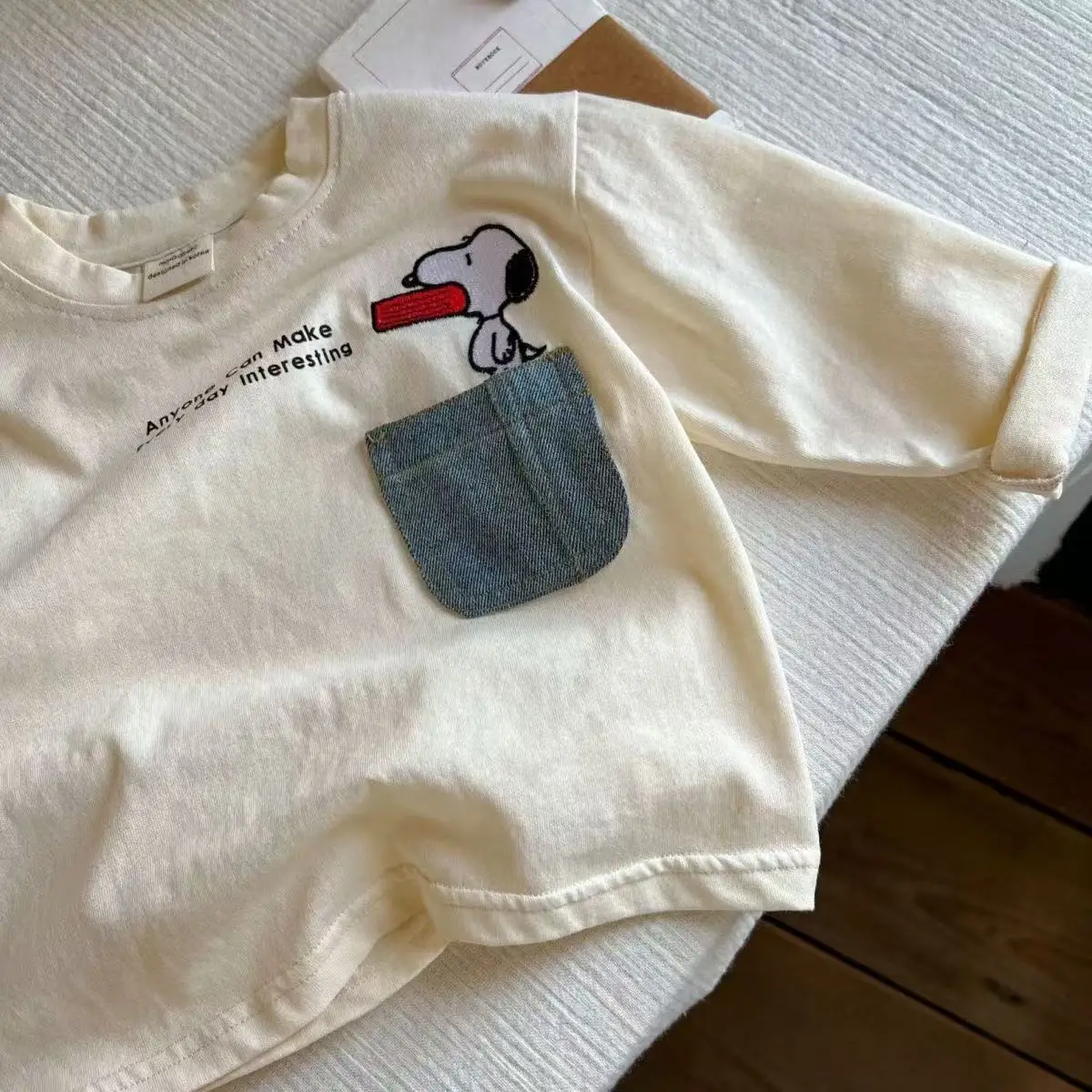 Kids Korean Cartoon T-Shirt Yellow Loose Fit — feature 4
