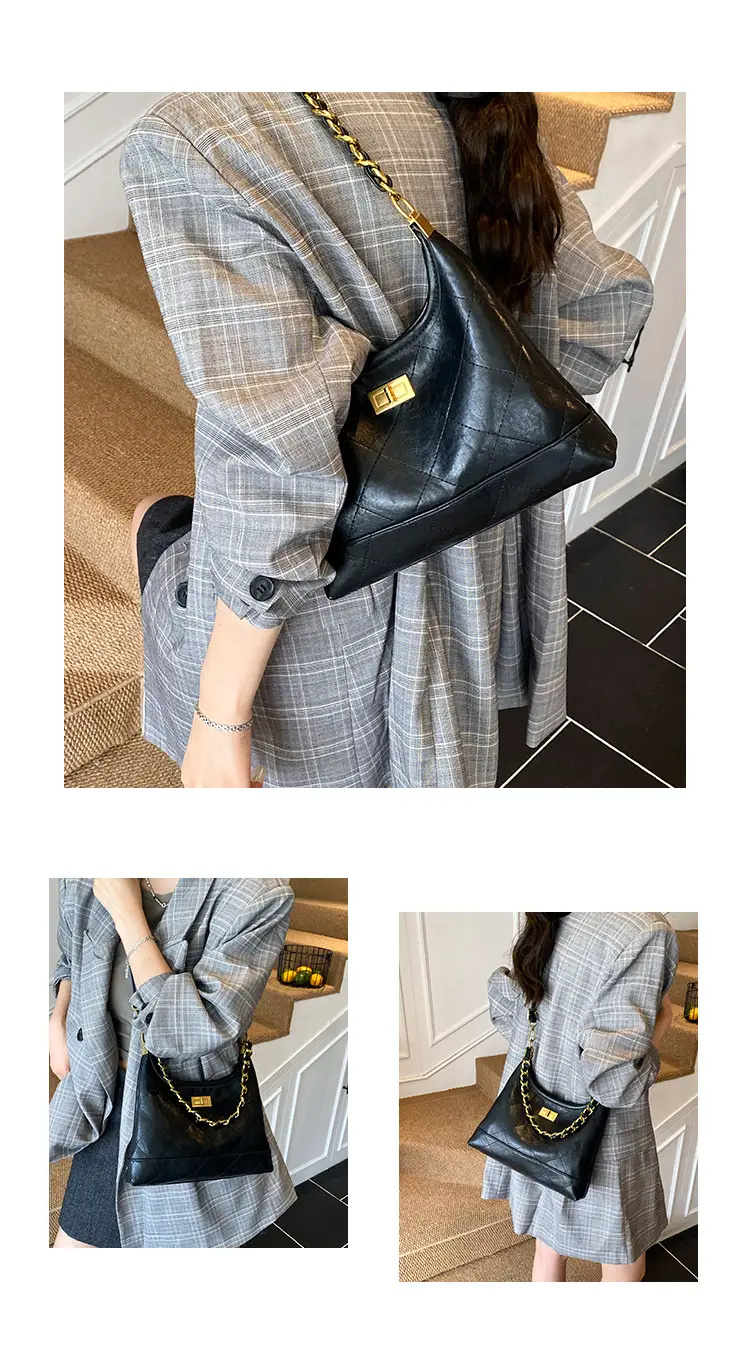 Retro Frosted Rhombus Chain Shoulder Bag for Women — feature 5