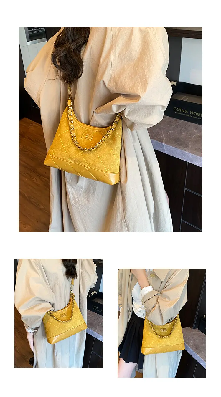 Retro Frosted Rhombus Chain Shoulder Bag for Women — feature 7
