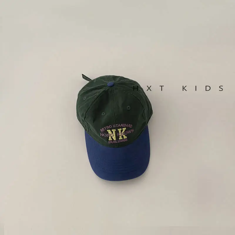 Kids Baseball Cap with NK Embroidery Green Blue - Image 3